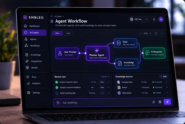 AI agent dashboard displayed on a laptop